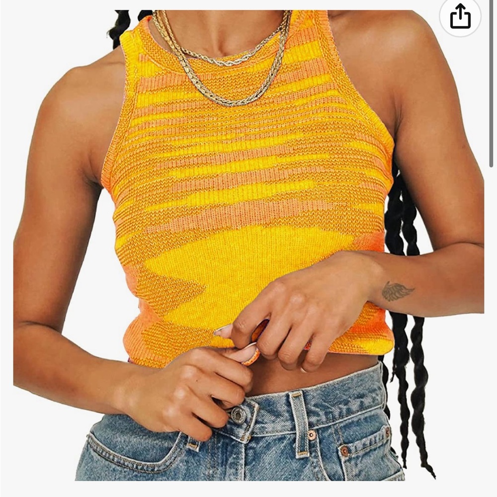 Artfish Women Casual Basic Sleeveless High Neck Rib-Knit Y2k Crop Tank Top